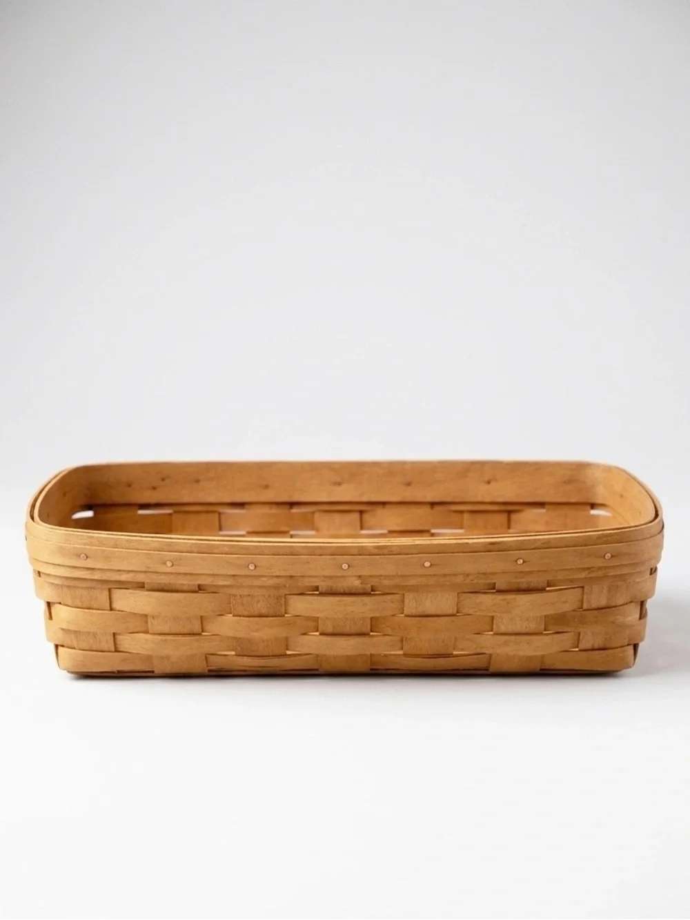 Vintage 1992 Longaberger Handwoven Wooden Bread Cracker Basket 14.5” Rectangle
